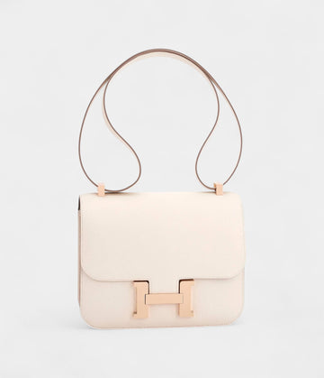 Hermes Constance 24 Craie Etain HSS Horseshoe Rose Gold Shoulder Bag