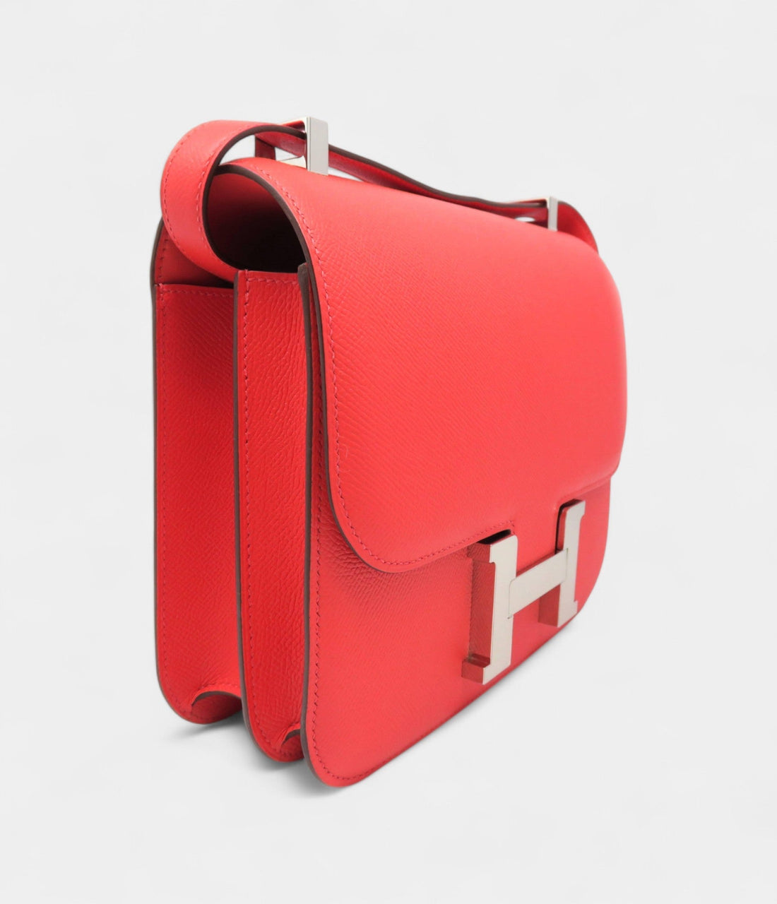 Hermes Constance 24 Rouge Tomate Veau Epsom Leather Silver Metal Shoulder Bag