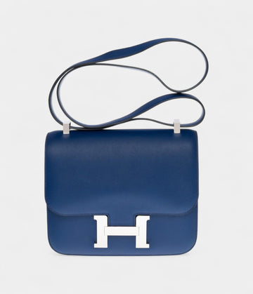Hermes Constance 24 shoulder bag in sapphire blue Evercolor leather