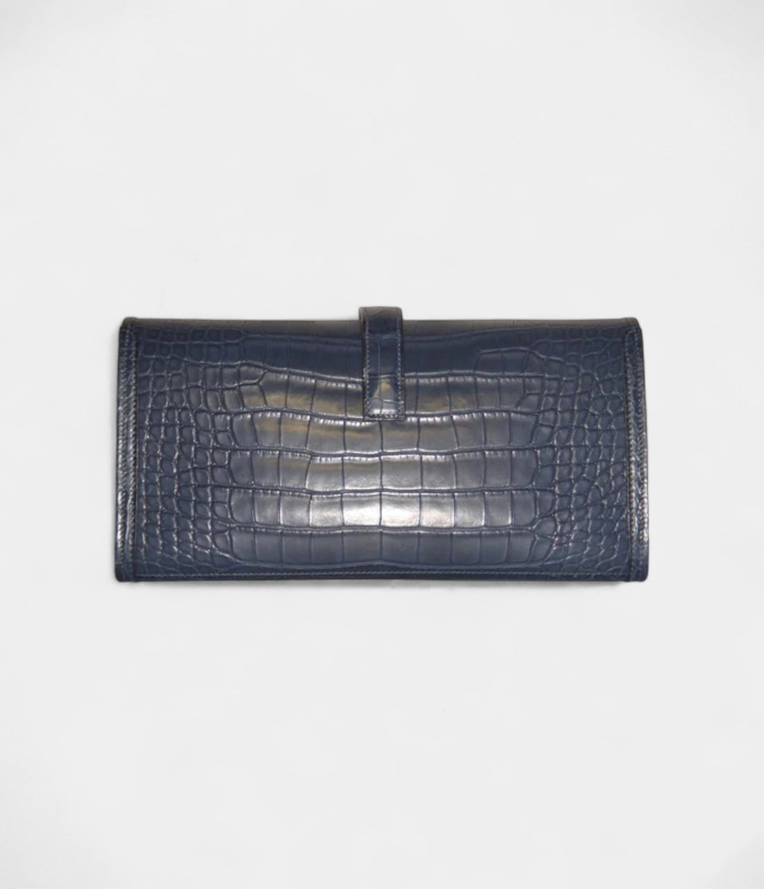 Hermès Jige 29 Clutch Bag Blue Alligator