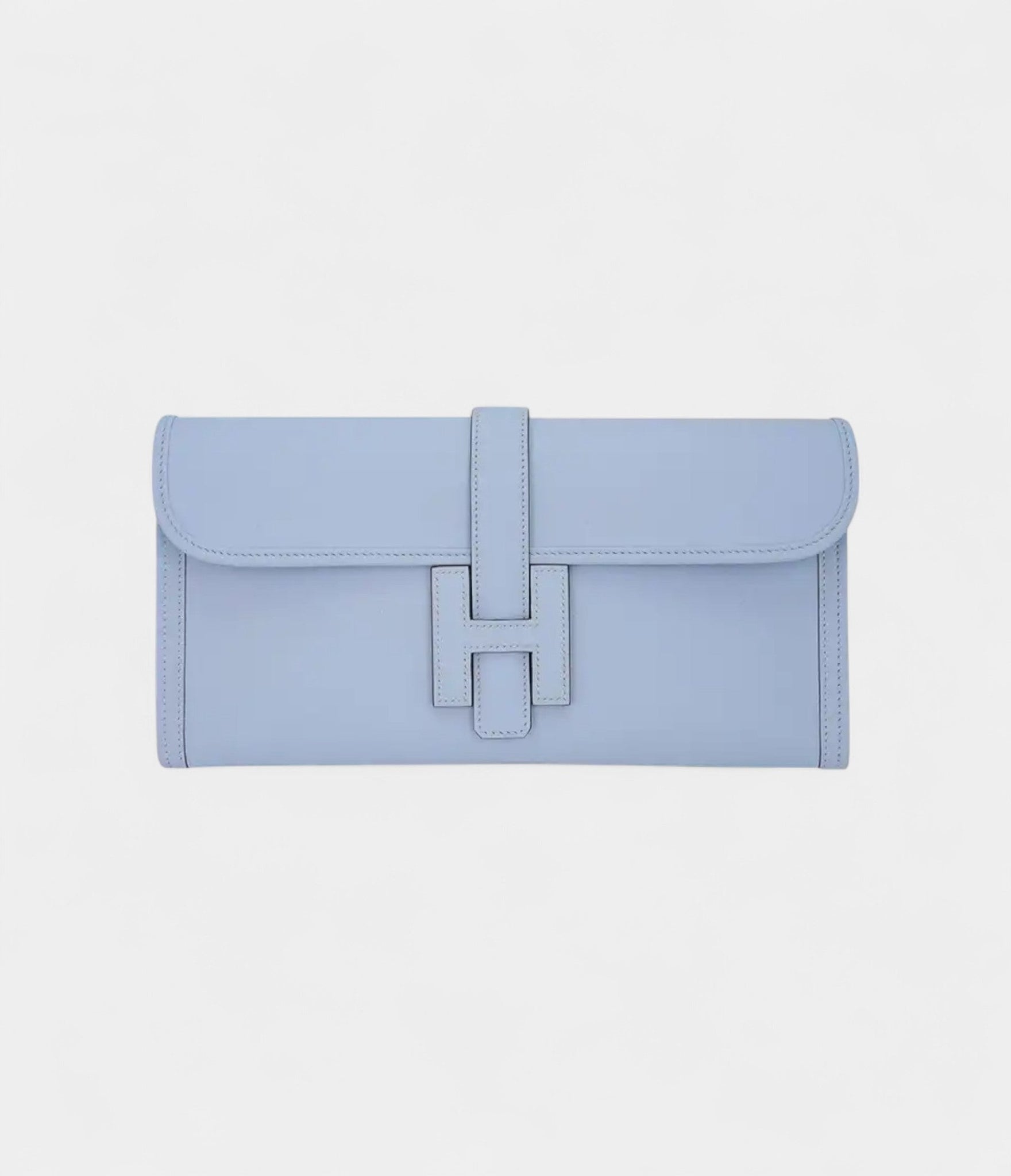 Hermes Jige Elan 29 Blue Brume Clutch Bag Evercolor Leather