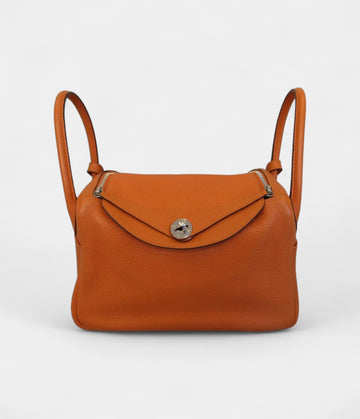 Hermes Lindy 30 Taurillon Clemence Shoulder Bag Orange
