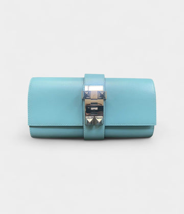 Hermès Médor Blue Leather Clutch Bag