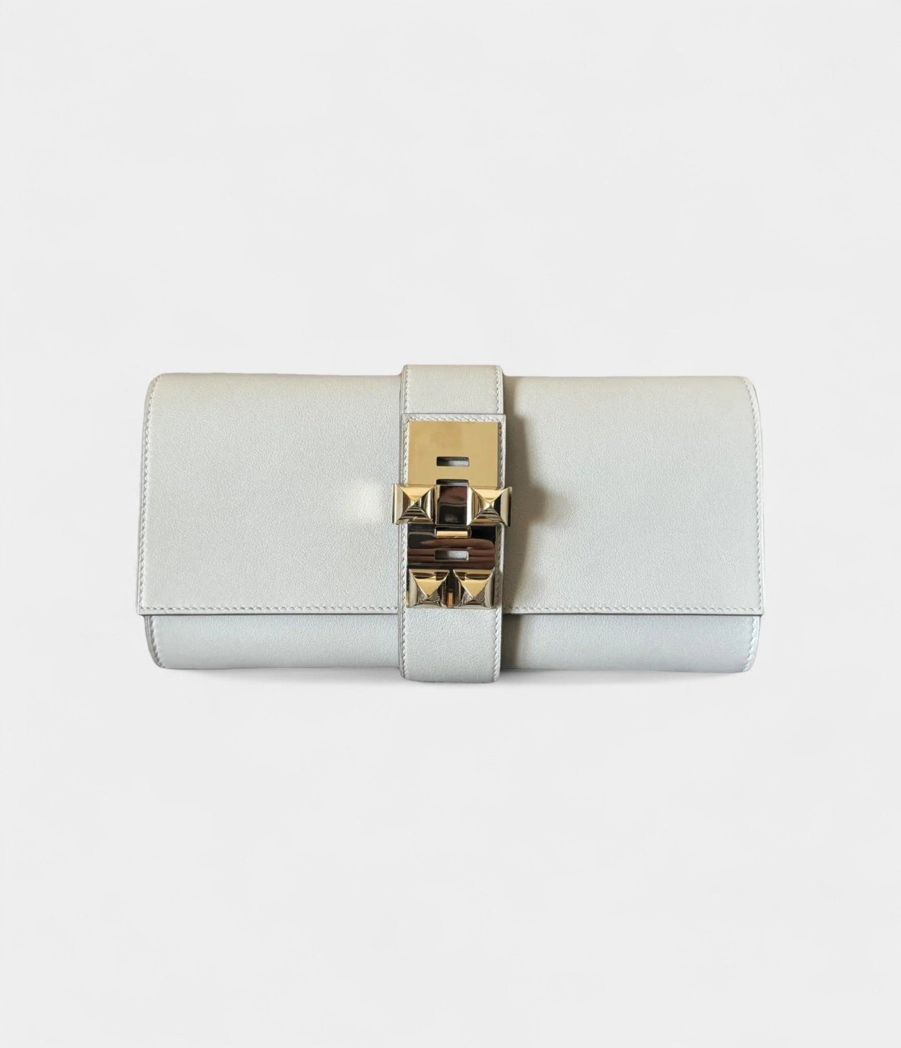 Hermès Médor Grey Leather Clutch Bag