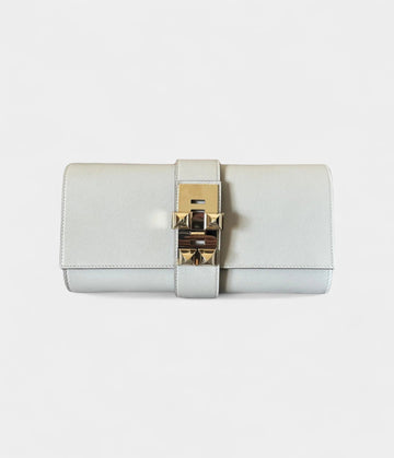 Hermès Médor Grey Leather Clutch Bag