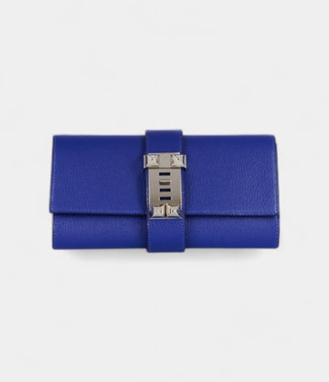 Hermès Médor Leather Blue Clutch Bag