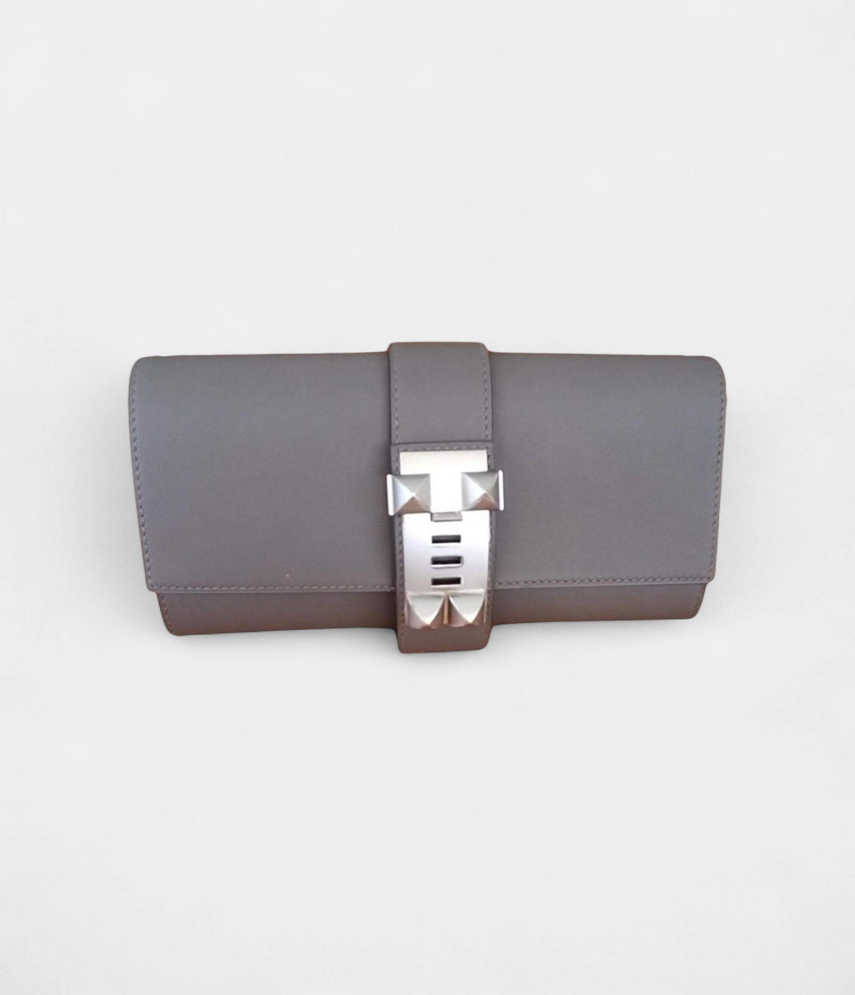 Hermès Médor Leather Clutch Grey Bag