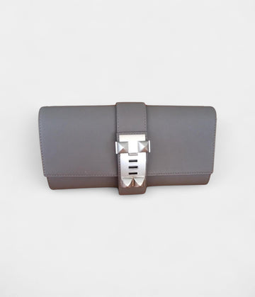 Hermès Médor Leather Clutch Grey Bag