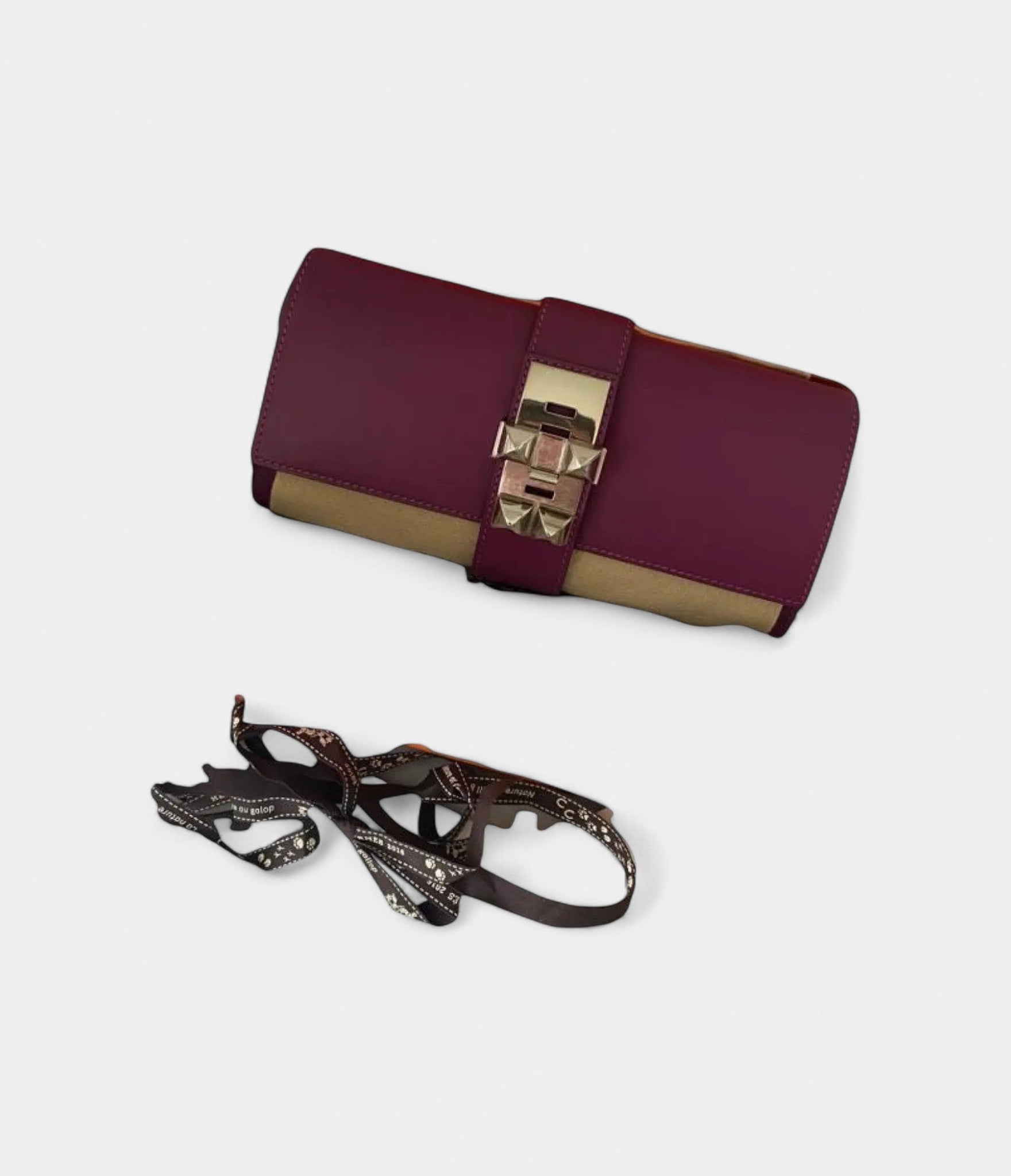 Hermès Médor Leather Clutch Purple Bag