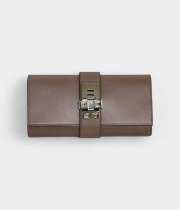 Hermès Médor Leather Purple Clutch Bag