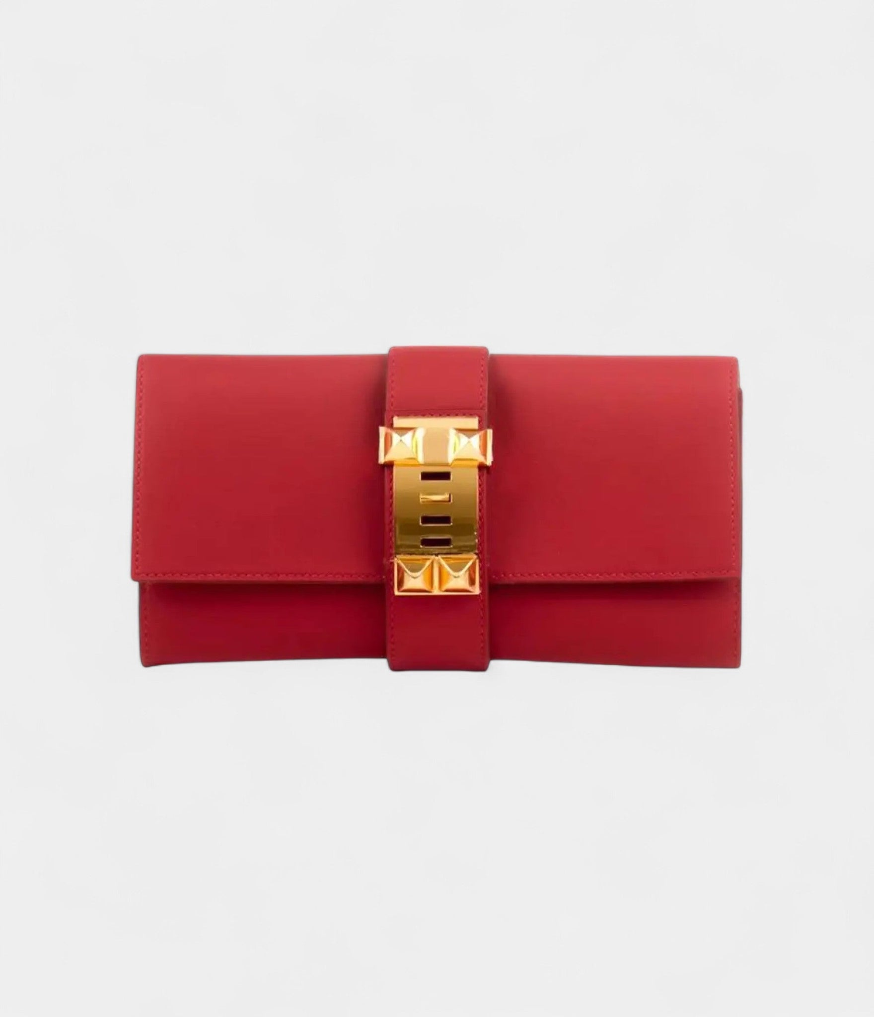 Hermès Médor Leather Red Clutch Bag