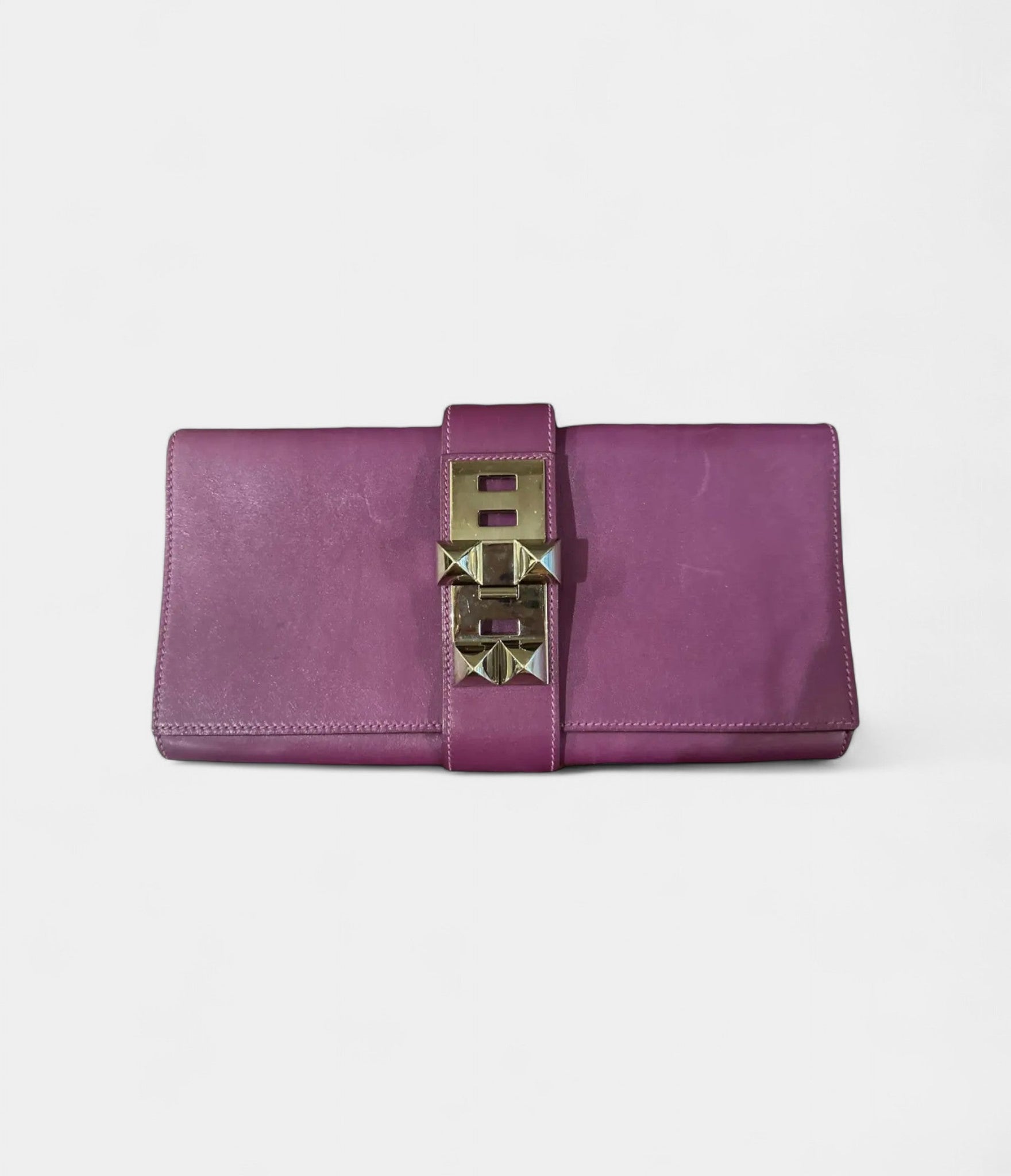 Hermès Médor Purple Leather Clutch Bag