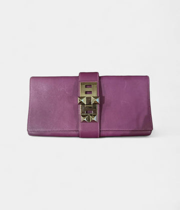 Hermès Médor Purple Leather Clutch Bag