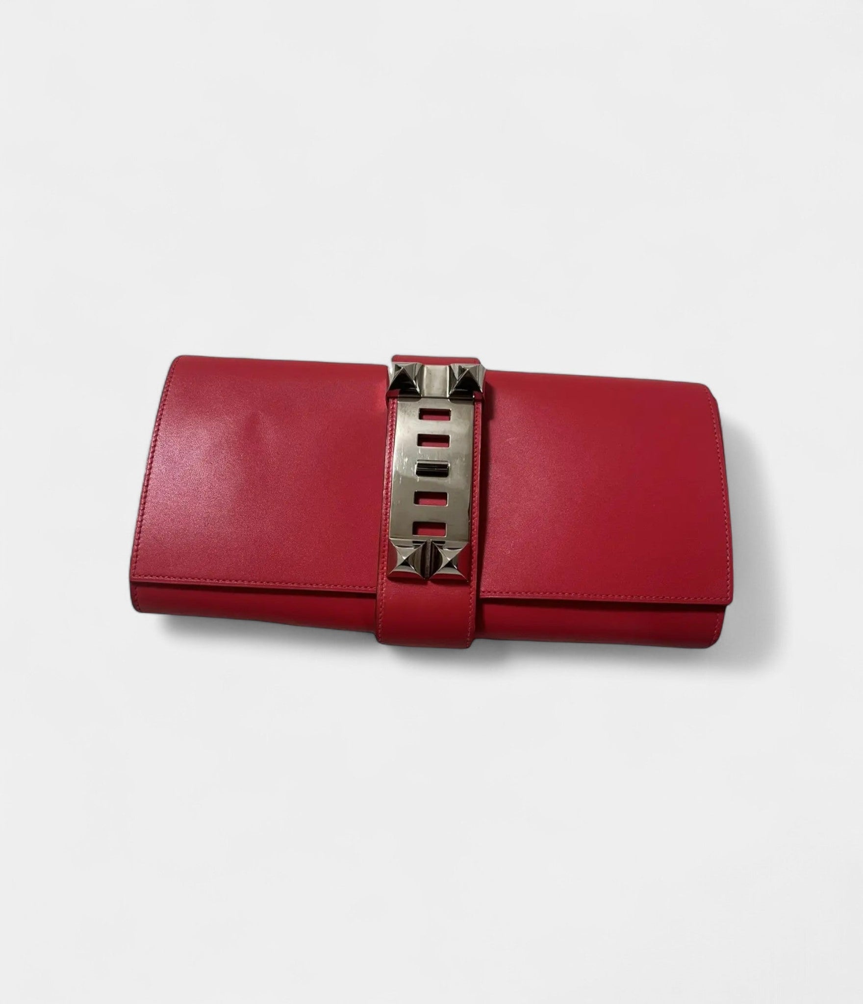 Hermès Médor Red Leather Clutch Bag