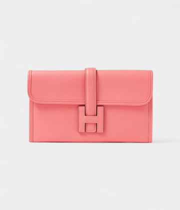 Hermès Mini Jige Clutch Rose Azalee in Evercolor Leather