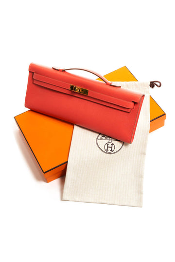 Hermes Kelly Cut Epsom Rose Jaipur Clutch 2015