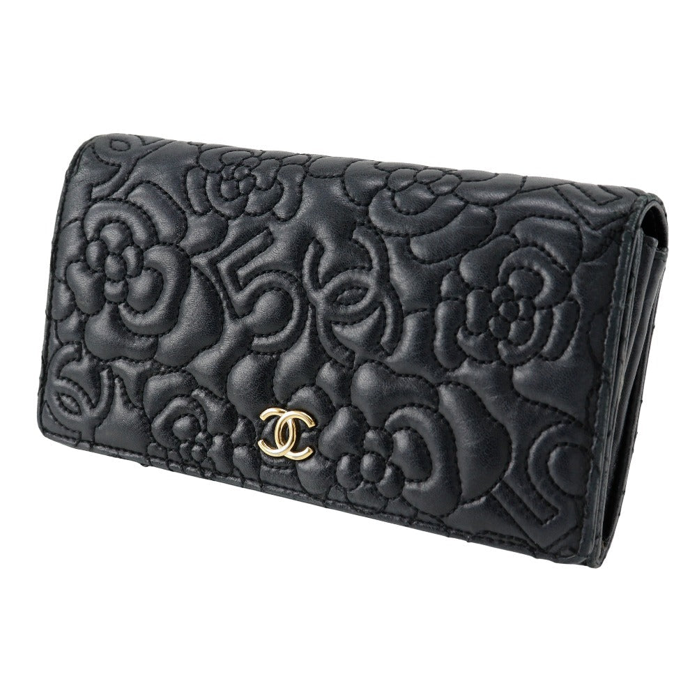 Chanel Camellia No.5 Long Wallet Leather Long Wallet A70620 in New Condition