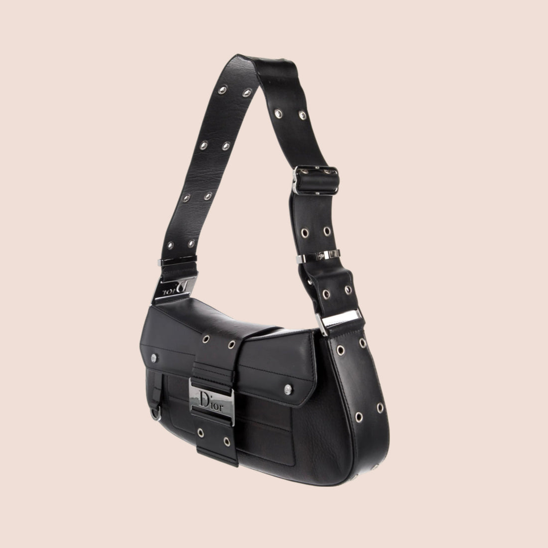 CHRISTIAN DIOR BLACK LEATHER STREET CHIC COLUMBUS BAG