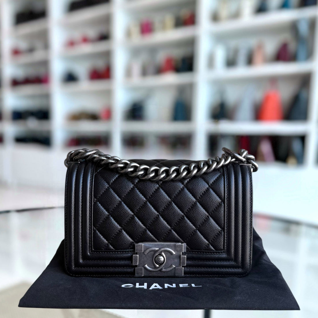 Chanel Boy Small - Caviar 20CM Quilted Black Ruthenium Silver Hardware Series 25