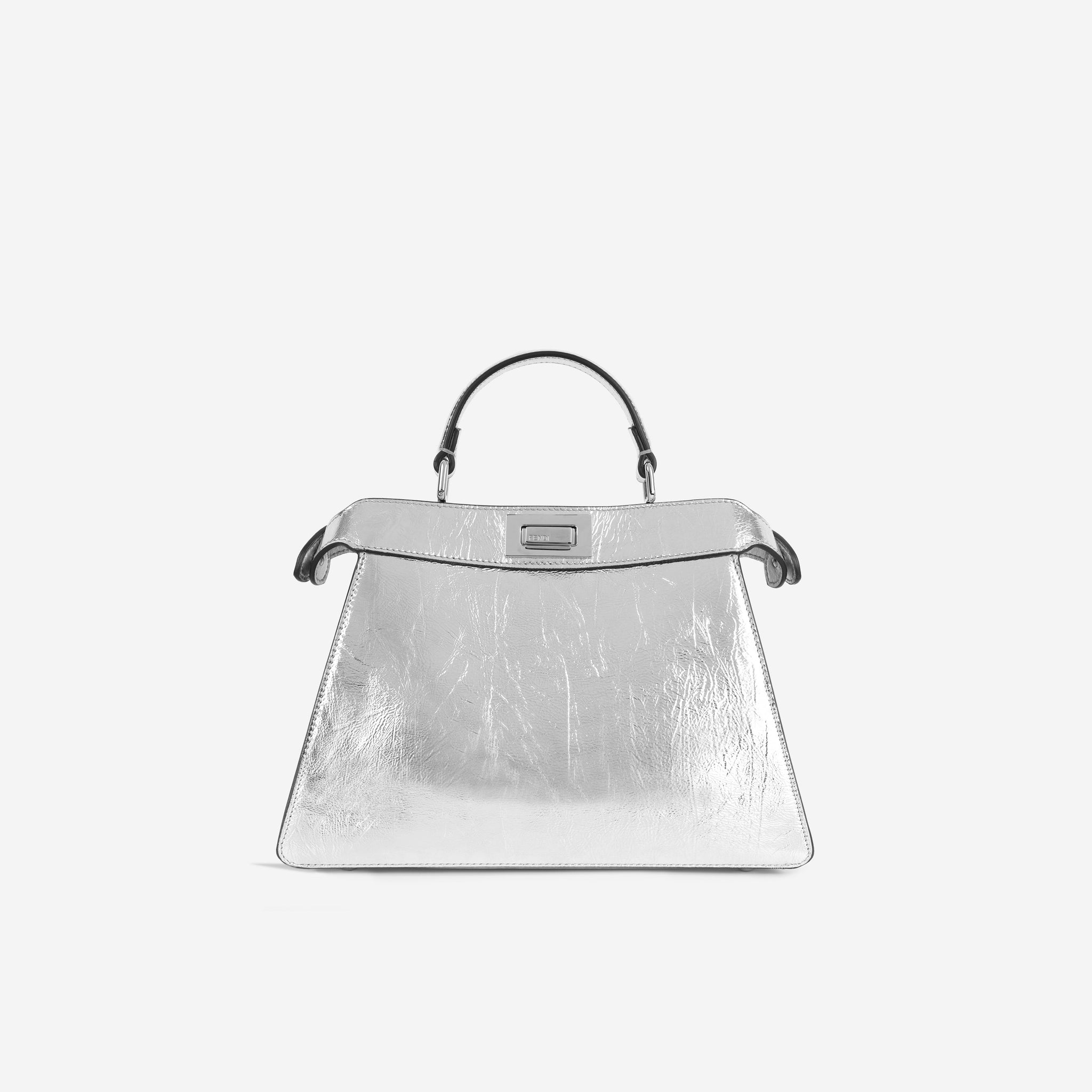 Fendi Rock Millennium Laminata Small Peekaboo ISeeU Silver Calfskin