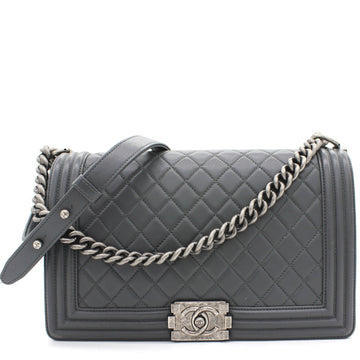 Chanel Calfskin Quilted New Medium Boy Flap Dark Grey