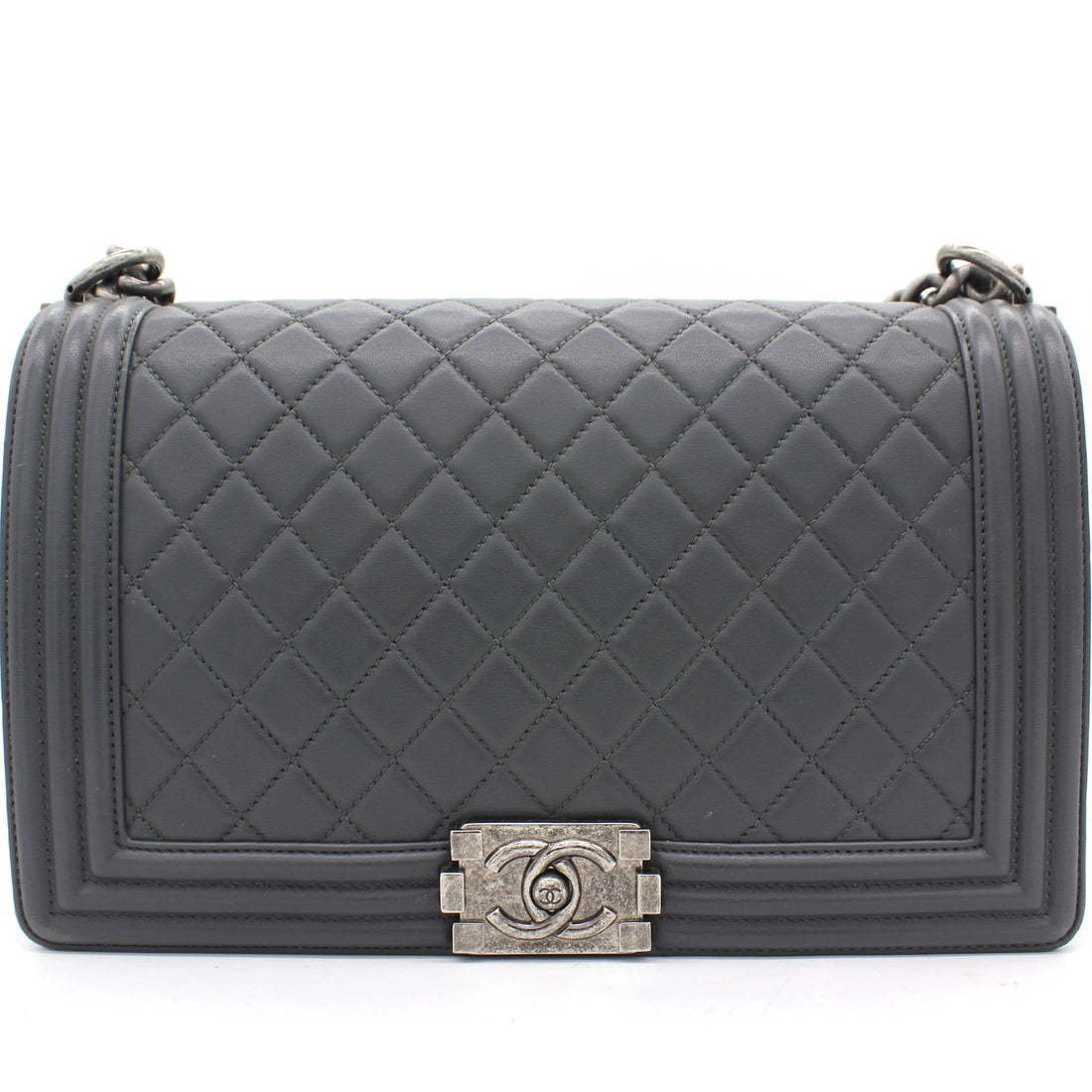 Chanel Calfskin Quilted New Medium Boy Flap Dark Grey