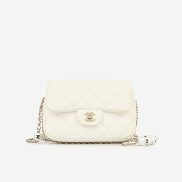 Chanel Pearl Logo Chain Around Flap