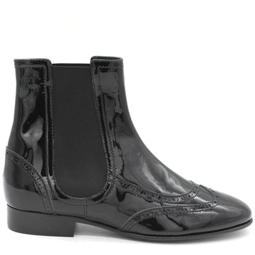 Chanel Patent Leather Elastic Short Boots Black 39.5