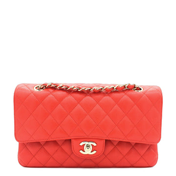 Chanel Red Quilted Caviar Leather Classic Double Flap Bag