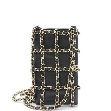 Chanel Lambskin Tech Me Out Clutch With Chain Black