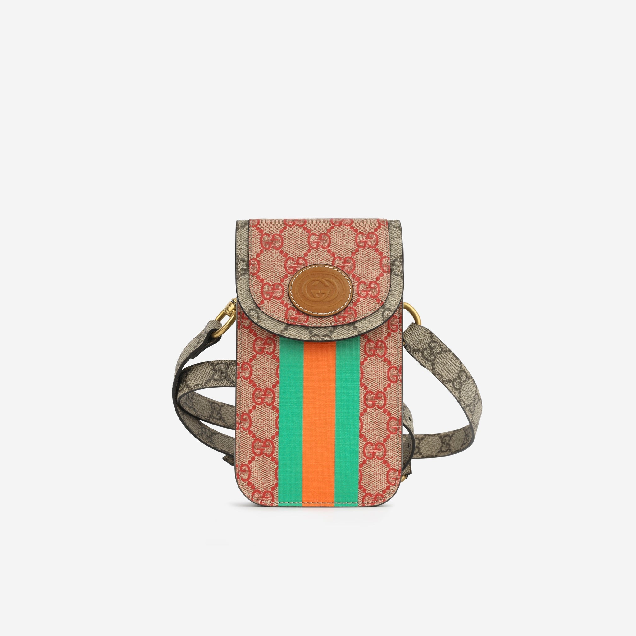 Gucci Web Flap Phone Holder Crossbody