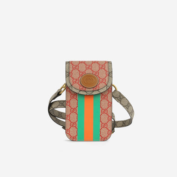 Gucci Web Flap Phone Holder Crossbody