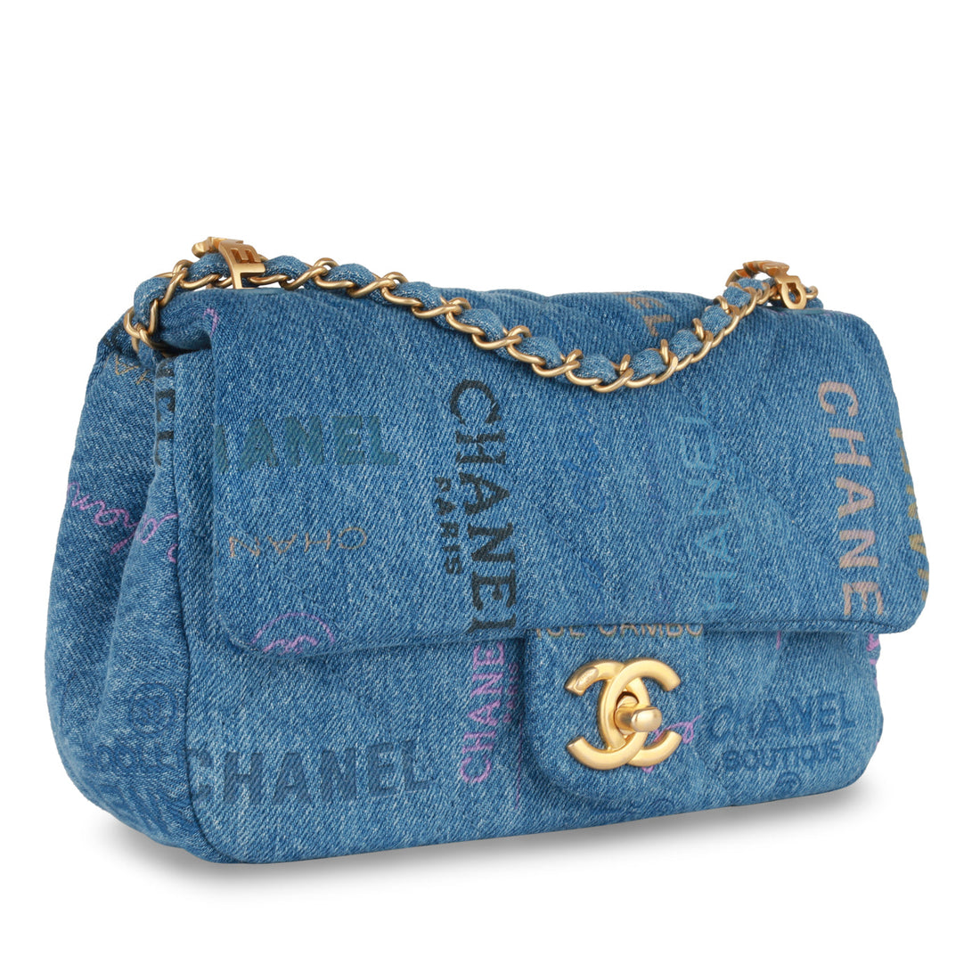 Chanel Small Flap Bag Denim Logo