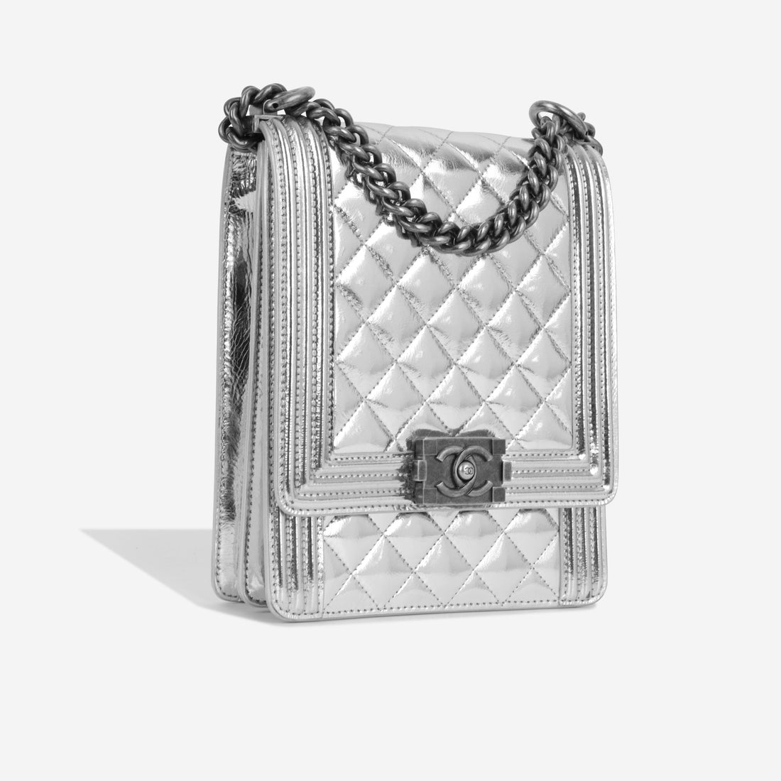 Chanel North South Boy Bag Silver