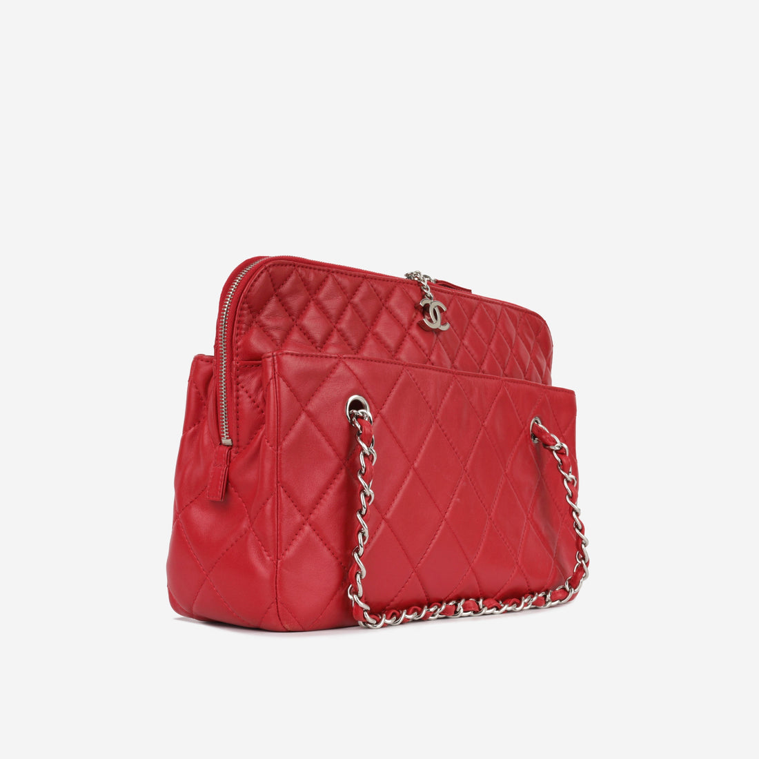 Chanel Zip Messenger Red Lambskin