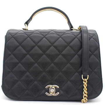 Chanel Caviar Black Flap Top Handle Bag