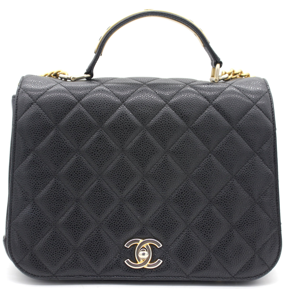 Chanel Caviar Black Flap Top Handle Bag