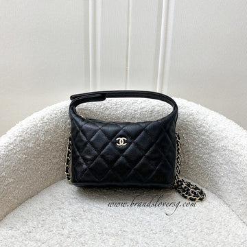 Chanel 25C Quilted Hobo Clutch on Chain in Black Caviar and LGHW (Model: AP4386)
