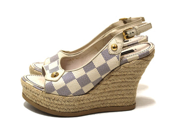 Louis Vuitton Damier Azur Espadrille Wedge Heel Size 35