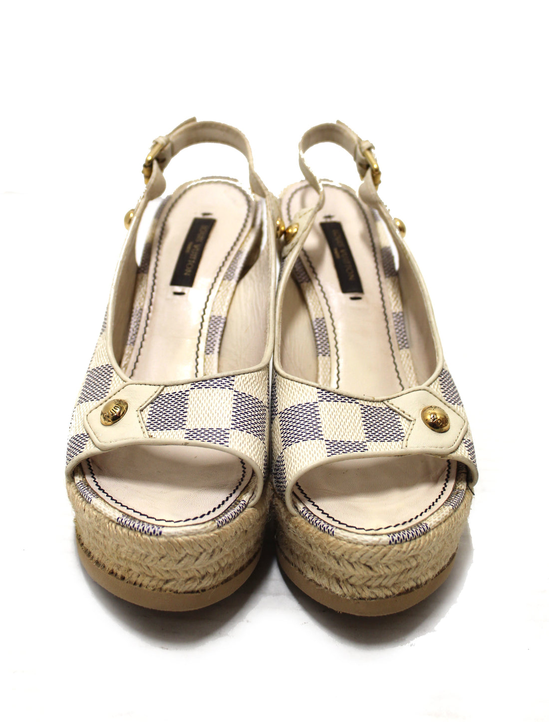 Louis Vuitton Damier Azur Espadrille Wedge Heel Size 35