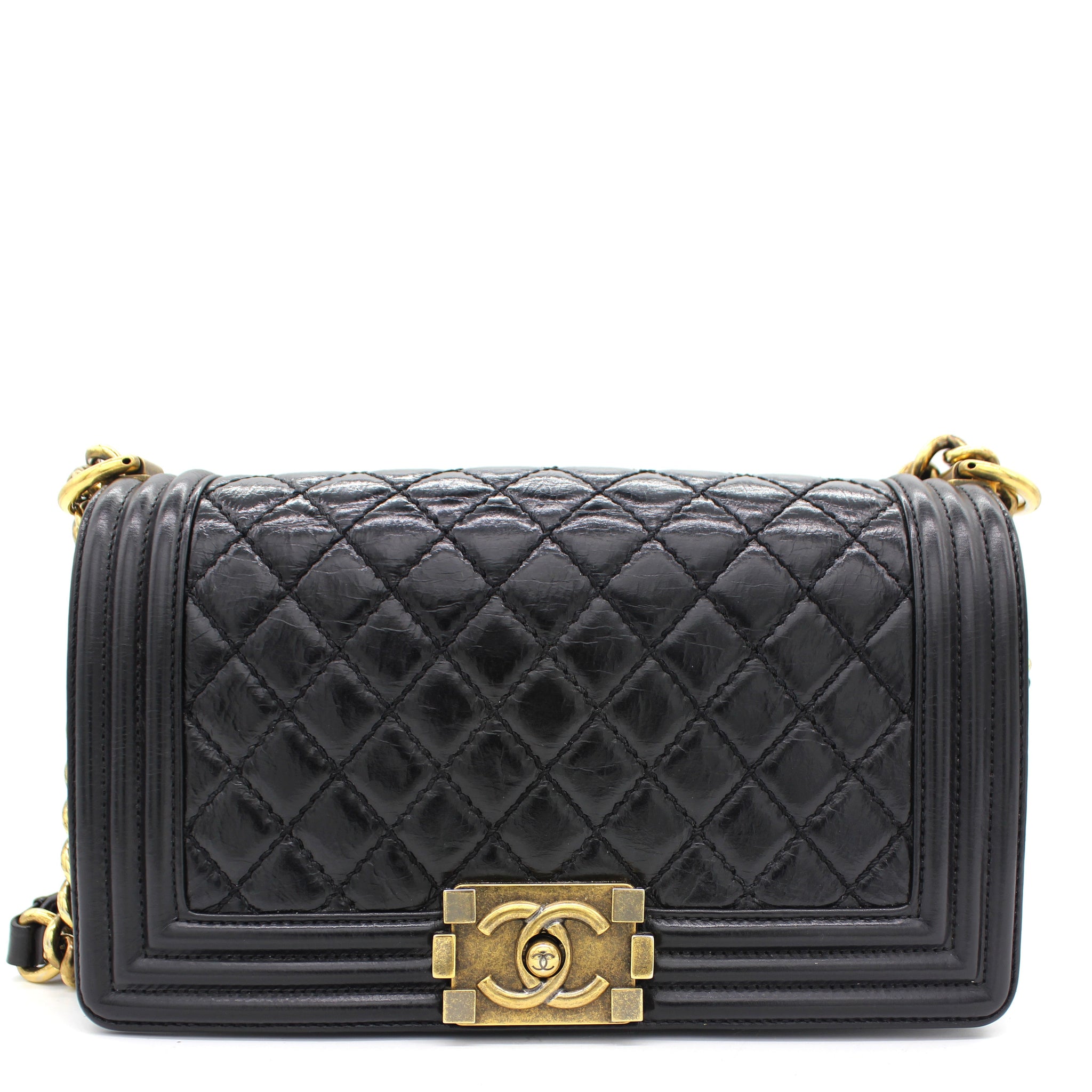 Chanel Quilted Glazed Calfskin Medium Boy Bag