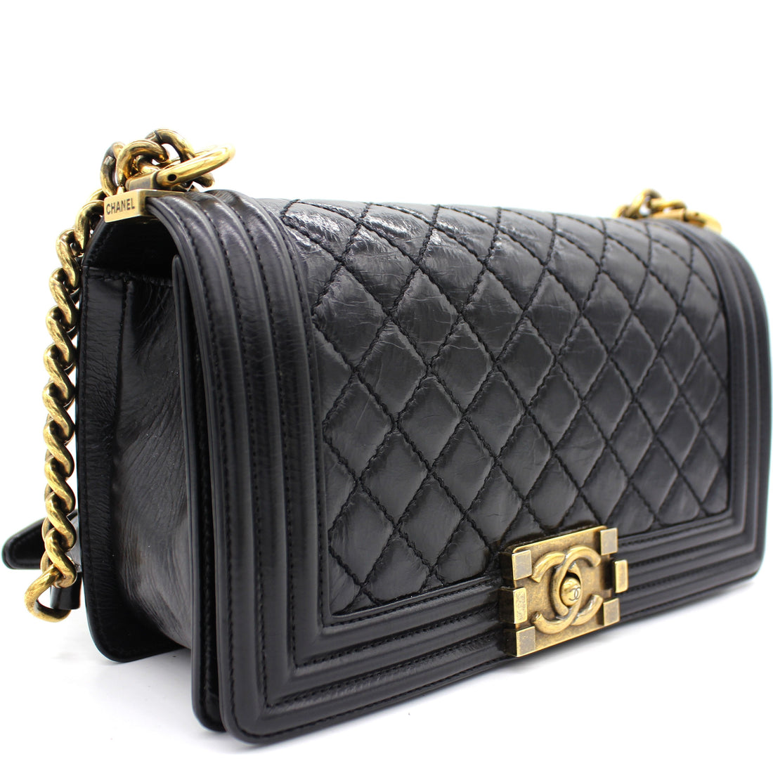 Chanel Quilted Glazed Calfskin Medium Boy Bag