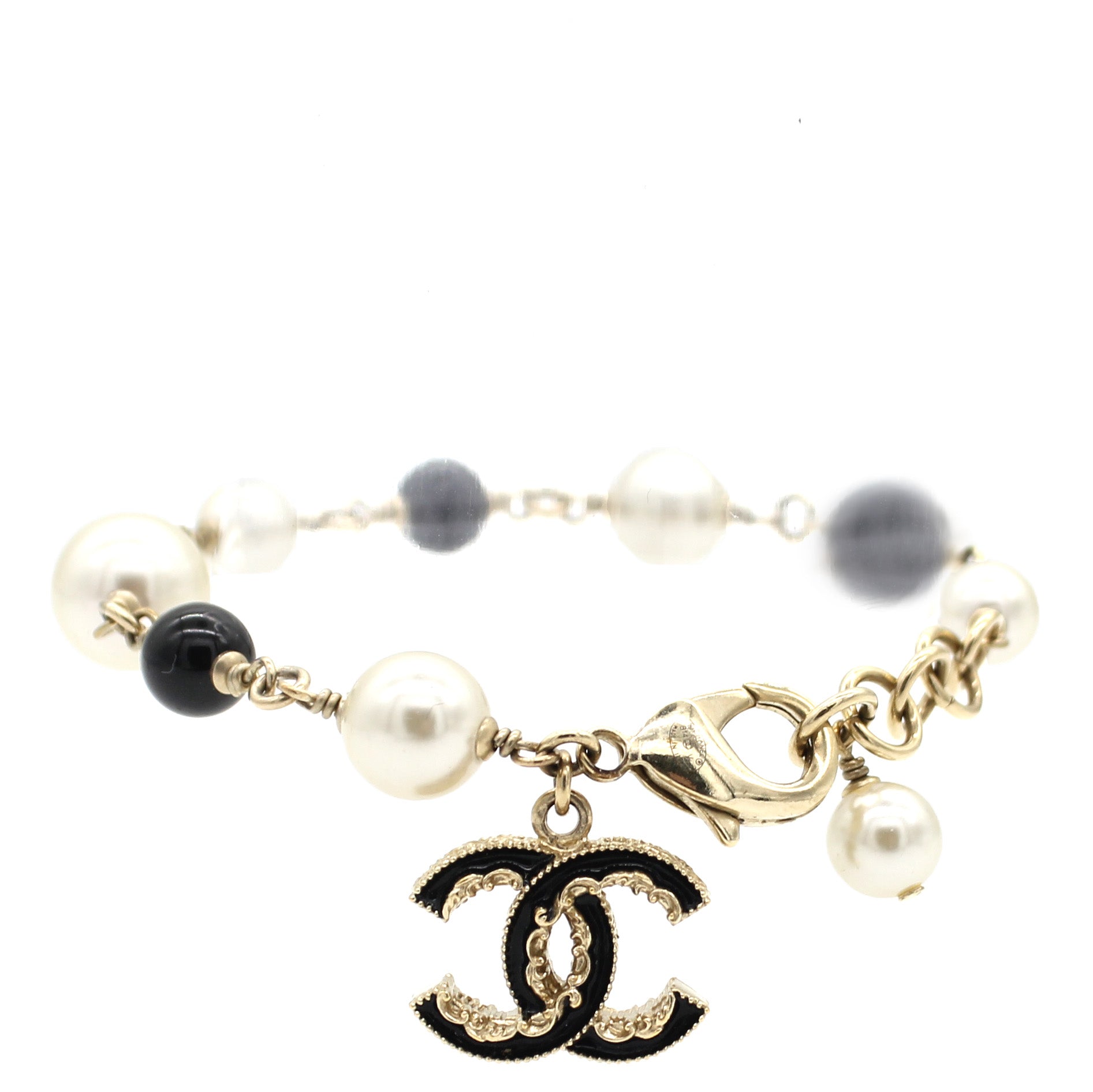 Chanel Pearl Beaded CC Bracelet Black