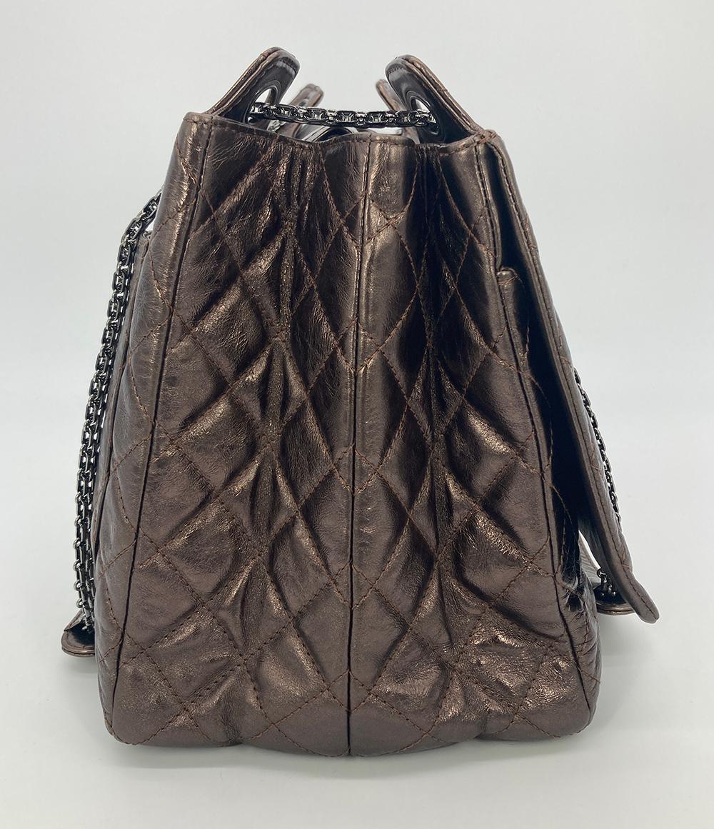 Top Quality Chanel Metallic Bronze Quilted Leather Classic New Shopping Tote