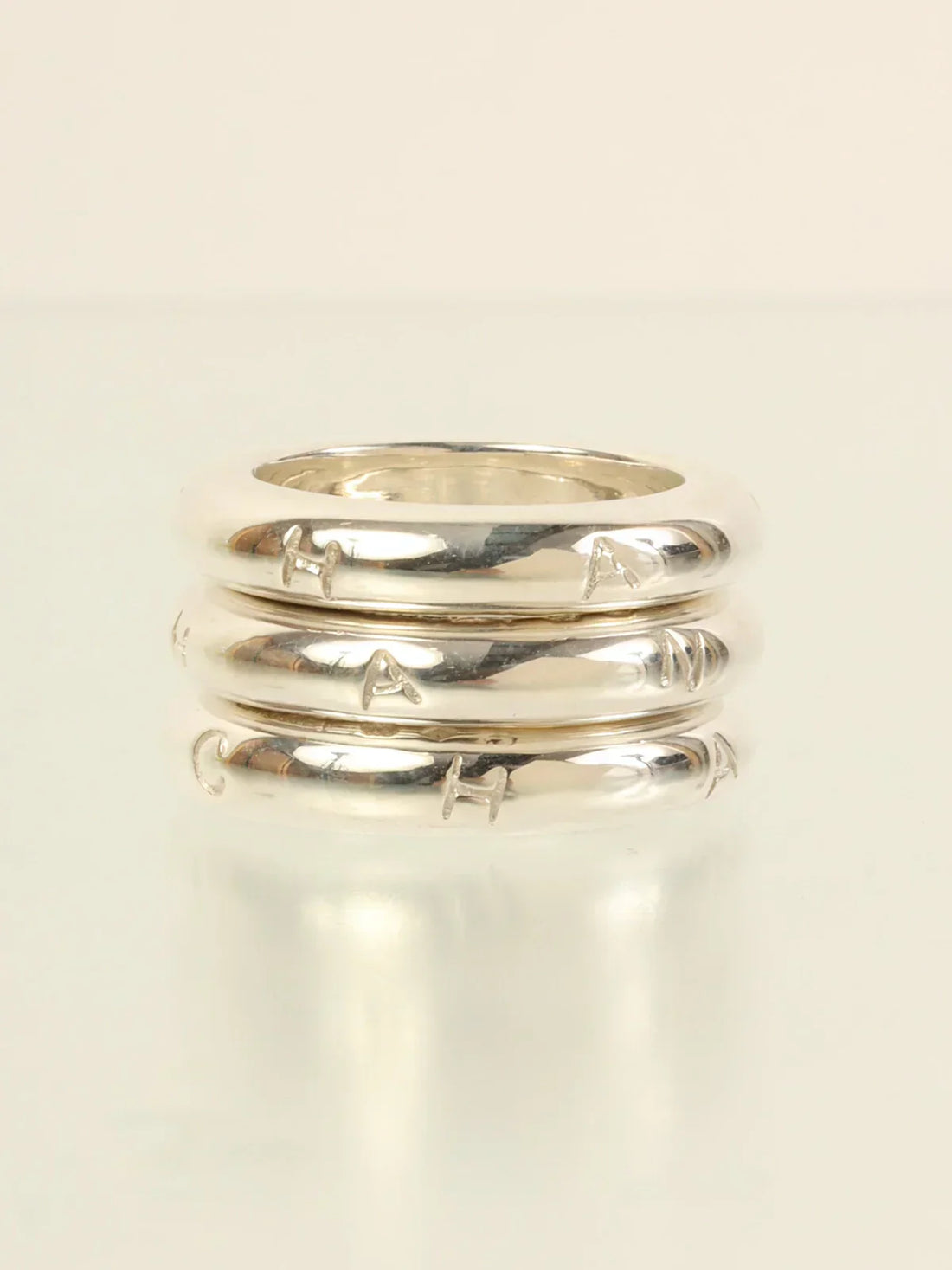 Top Quality Chanel Logo Triple Ring Silver