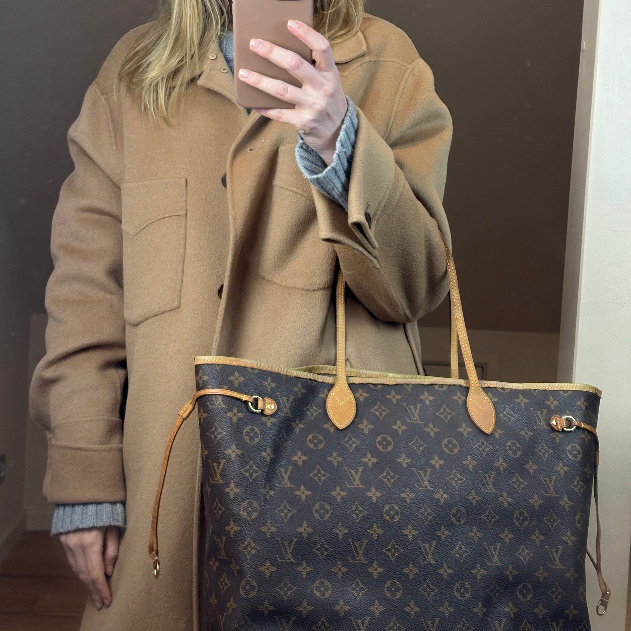 Louis Vuitton Neverfull and Celine Triomphe Bag