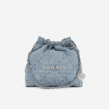 Chanel Small 22 Tote Blue denim