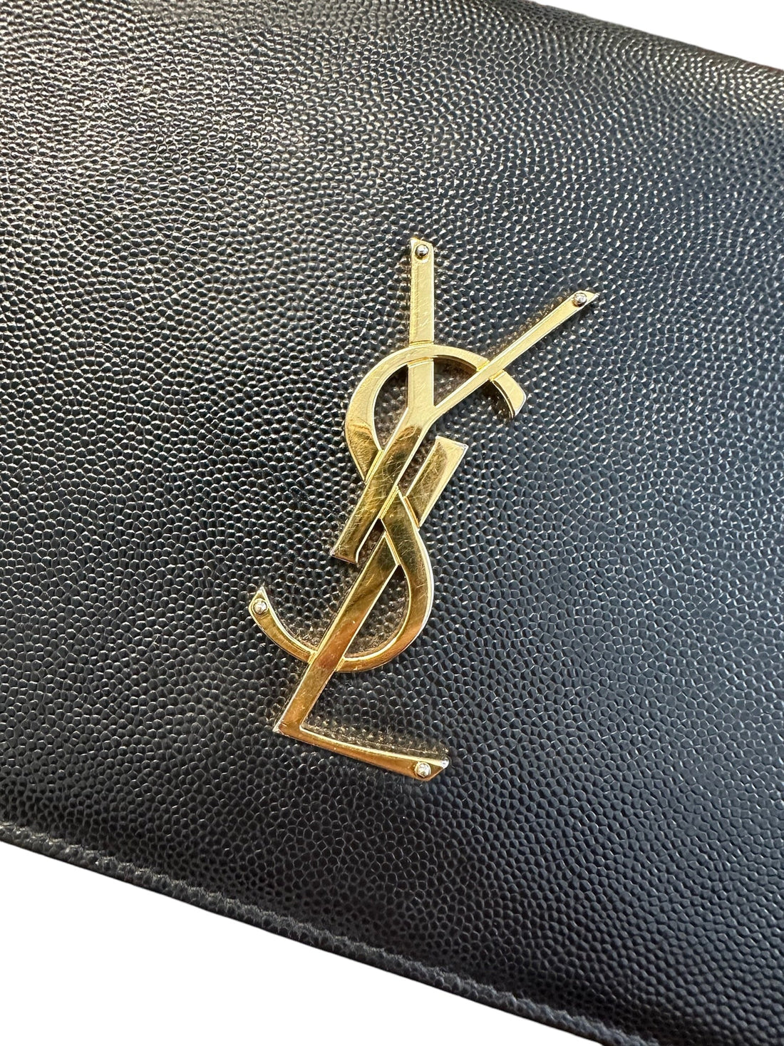 SAINT LAURENT - Black Grain De Poudre Kate Clutch