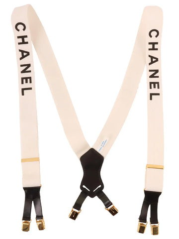 Top Quality Chanel Logo Suspenders White