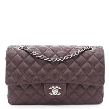 Chanel Burgundy Quilted Caviar Leather Classic Double Flap Bag